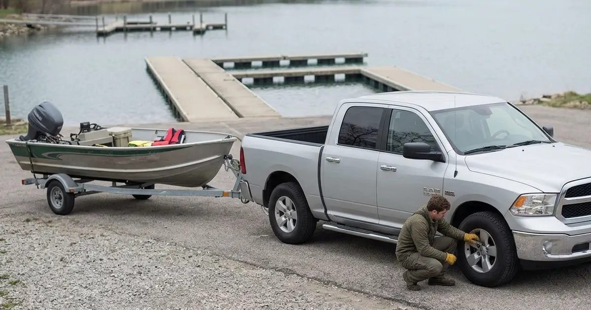 Boat and trailer ready for a pre-launch safety checklist before heading to the ramp